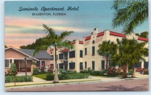 BRADENTON, Florida FL ~ Roadside SEMINOLE APARTMENT HOTEL 1940s Motel Postcard