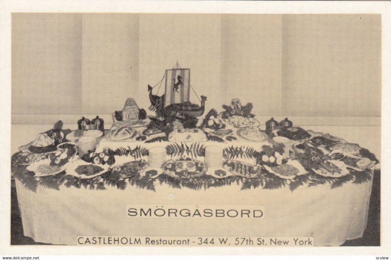 NEW YORK CITY , 1930s ; CASTLEHOLM Restaurant , Smorgasbord