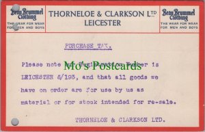 Retail Advertising Postcard - Leicester, Thorneloe & Clarkson Ltd DC2628