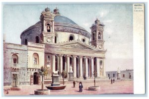 c1910 Monument Entrance View Musta Church Malta Oilette Tuck Art Postcard
