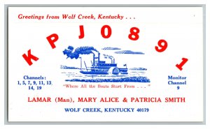 Postcard QSL Radio Card From Wolf Creek Kentucky KPJ0891