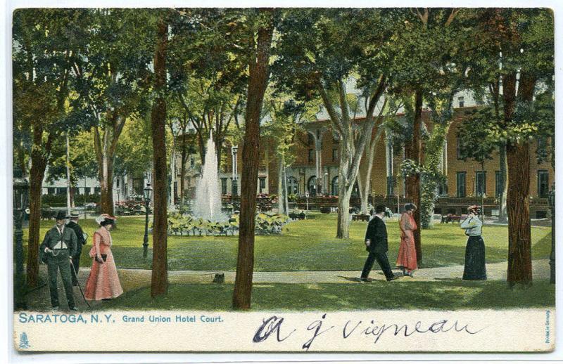Grand Union Hotel Court Saratoga New York 1907c postcard