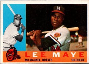 1960 Topps Baseball Card Lee Maye Milwaukee Braves sk10577