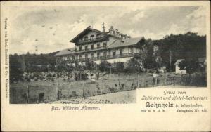 Gruss vom Luftkurort und Hotel-Restaurant Bahnholz b. Wiesbaden c1900 PC