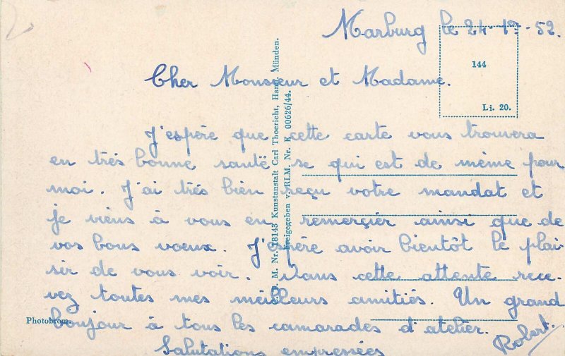 Postcard Germany Marburg an der Lahn