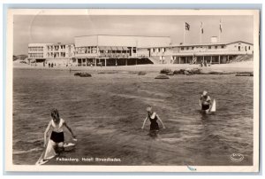 Falkenberg Halland Sweden Postcard Hotell Strandbaden 1950 Vintage RPPC Photo