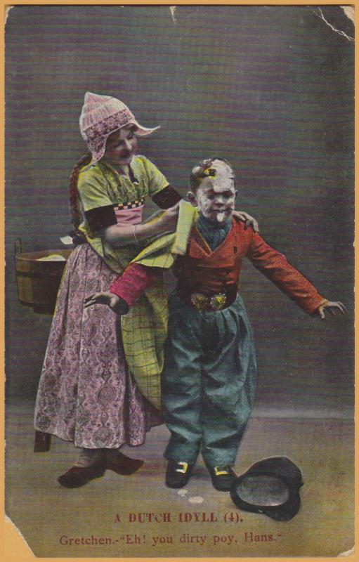 Vintage Dutch Children A Dutch Idyll (4) Grechen- Eh! You dirty poy, Hans-1909