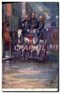 Old Postcard Fire Brigade Fire Fire Horses