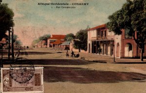 French Guinea Conakry Rue Commerciale Vintage Postcard 09.86