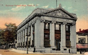 Two Postcards Interior/Exterior Exchange National Bank in Olean, New York~116534