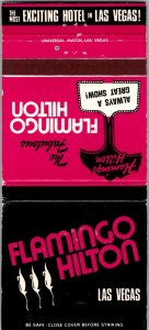 Vintage Matchbook Cover Flamingo Hilton Hotel Las Vegas, Nevada MB171