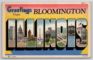 Large Letter Greetings from Bloomington Illinois 1944 Parma Ohio Postcard I24