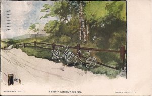 Two Bicycles By Birch Tree, 1912 Art, Sports, Story Without Words Romantic