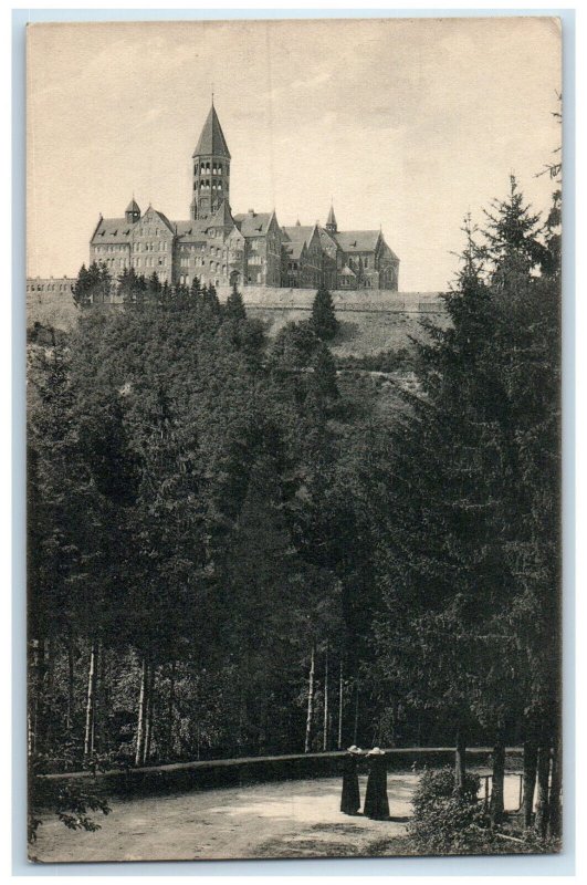 c1910 Clervaux St. Maurice View of Guide to Abbey Luxembourg Postcard
