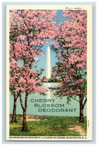 1950's Cherry Blossom Deodorant Advertising Washington Monument Postcard P152 