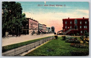 Warren Ohio~Main Street~Downtown~1911 Postcard