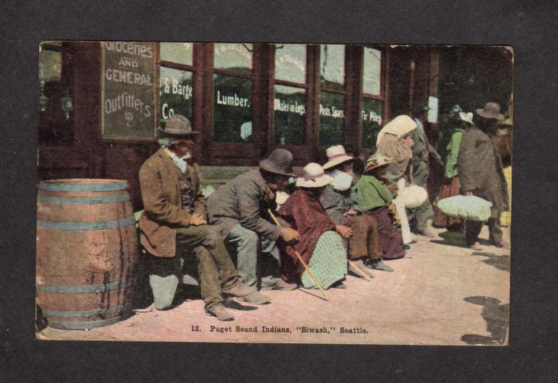 WA Puget Sound Indians Indian Siwash Seattle Washington Vintage Postcard 1911