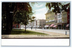 Ann Harbor Michigan Postcard Main Street From Post Office Buildings 1910 Antique