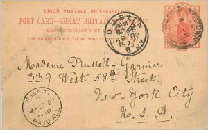 Entier Postal Stationery Postal Britain Great Britain Dublin to New York in 1897