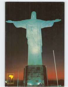 Postcard Christ Redeemer by Night, Rio de Janeiro, Brazil
