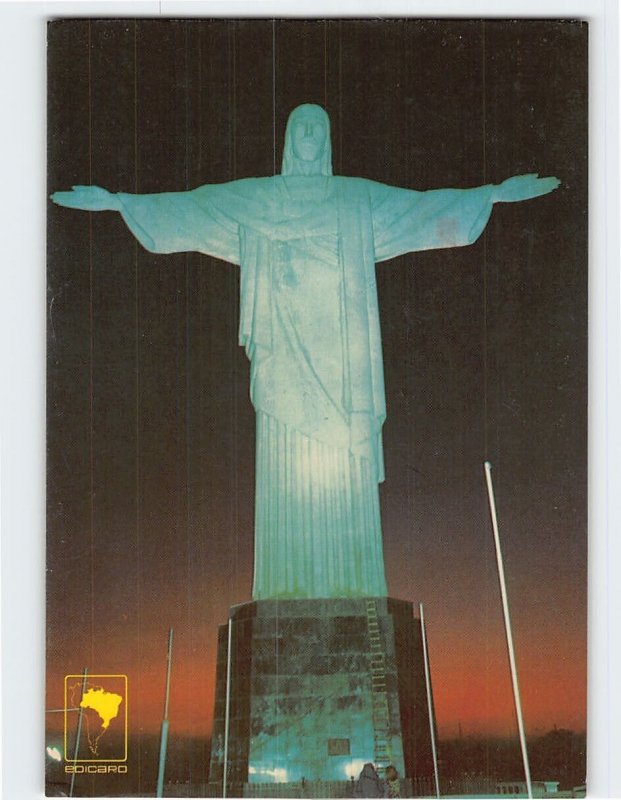 Postcard Christ Redeemer by Night, Rio de Janeiro, Brazil