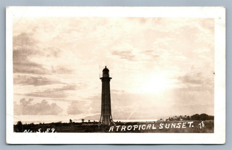 LIGHT HOUSE GUANTANAMO BAY CUBA VINTAGE REAL PHOTO POSTCARD RPPC