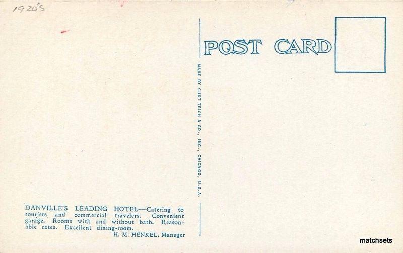 1920s Burton Hotel Danville Virginia Teich postcard 13089