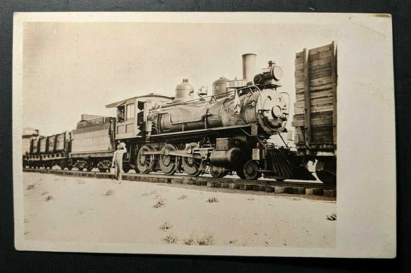 Mint Vintage Steam Train Engine With Cars Railroad Real Picture Postcard RPPC