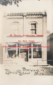 MI, Washington, Michigan, RPPC, Davis' Storefront, Entrance View, Photo