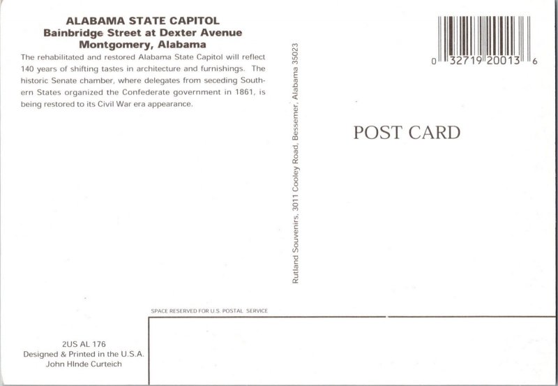 Continental Postcard Alabama State Capitol Montgomery, Alabama CE14