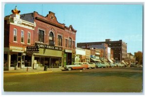 c1950's Business District Classic Cars Parking Lawrenceville Illinois Postcard