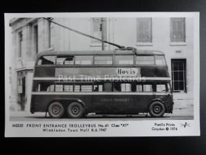 Bus FRONT ENTRANCE TROLLEYBUS WIMBLEDON TOWN HALL Pamlin Print RP Postcard M2325