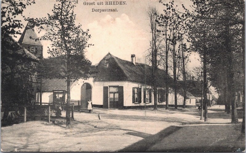 Netherlands Groet Uit Rheden Dorpsstraat Vintage Postcard 09.45