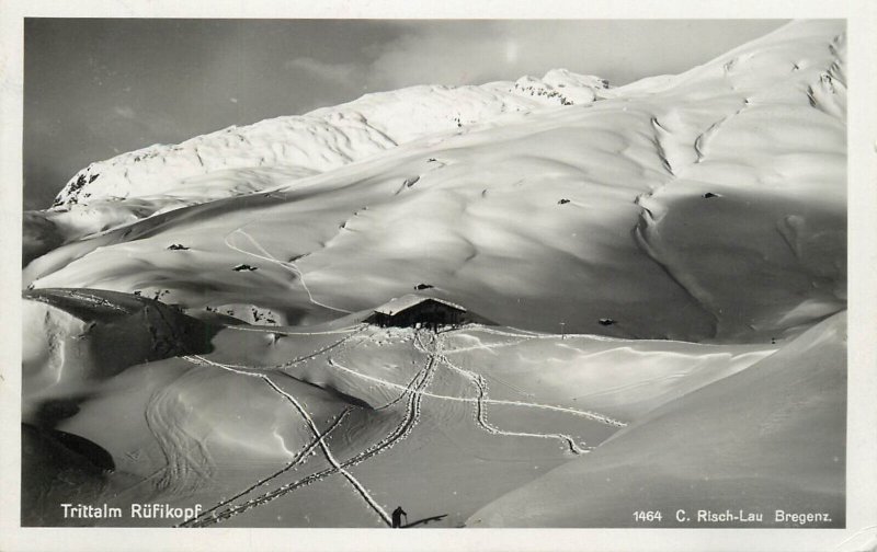 Mountaineering Austria Trittalm Rufikopf Zurserhof ski area hut 1925 Zeiss rppc