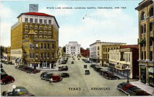 State Line Avenue Looking North Texarkana TX AR c1955 Vintage Postcard B25