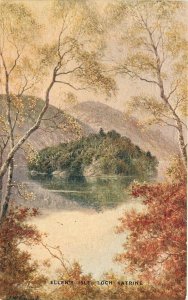 Postcard UK Scotland 1920s Paint Texture Ellen's Isle Loch Katrine 23-10720