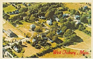 WEST TISBURY MASSACHUSETTS~AERIAL VIEW OF THE CENTER OF TOWN POSTCARD