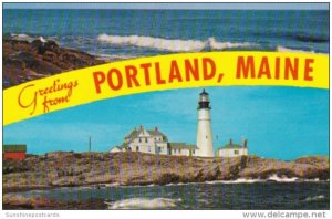 Greetings From Portland Maine Showing Lighthouse