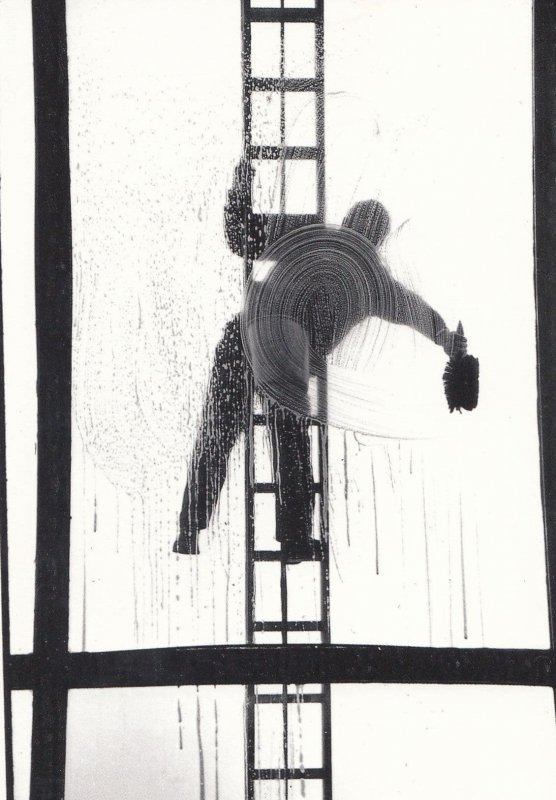 Window Cleaner Falling Of Ladder Real Photo Disaster Postcard
