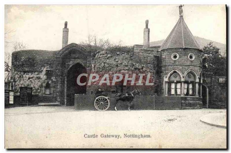 Postcard Old Castle Nottingham Gateway Carriages