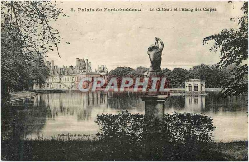 Postcard Old Palace of Fontainebleau Chateau Pond and the Carp