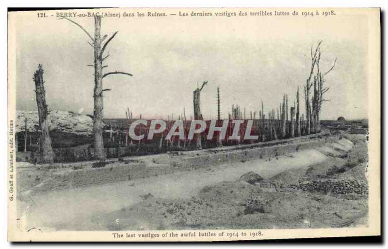 Old Postcard Militaria Berry au Bac in Ruins The last vestiges of the terribl...