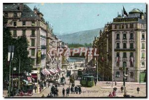 Old Postcard The Geneva Rue du Mont Blanc