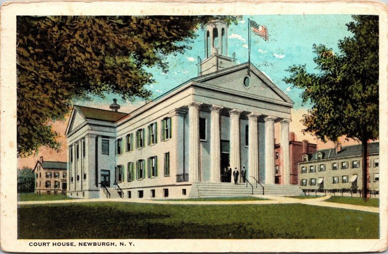 Court House Newburgh New York NY Flag Postcard Grand Street Second Third pM 