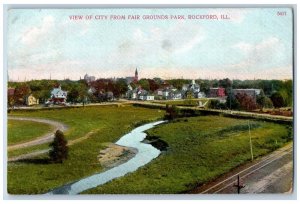 Rockford Harlem Illinois IL Postcard View Of City From Fair Grounds Park 1908