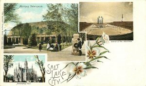 Postcard C-1905 Salt Lake City Utah multi View Bureau Temple undivided 24-6583