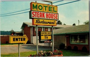 Steak House Motel on Rte 220 Rocky Mount VA Vintage Postcard D08