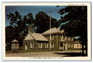 c1940's US Post Office Exterior Roadside Hyde Park New York NY Unposted Postcard