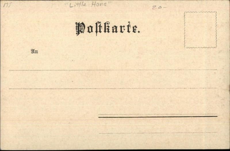 Little German Boy Hans & Mother - Hole in Stocking F. REILS c1900 Postcard
