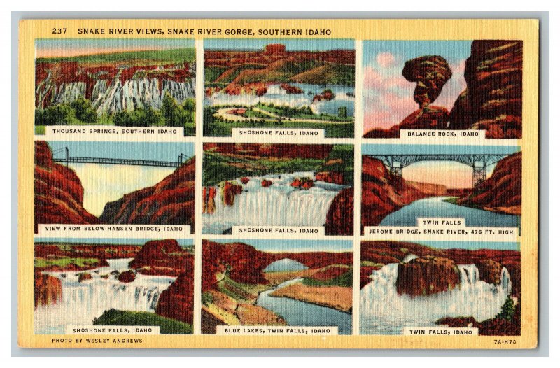 Postcard Snake River Views Snake River Gorge Idaho Vintage Standard View Card 